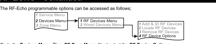 RF Device Options — top-level navigation path