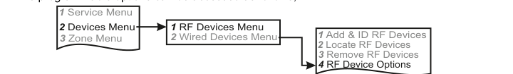 RF Device Options — top-level navigation path