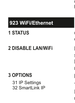 WiFi/Ethernet menu tree